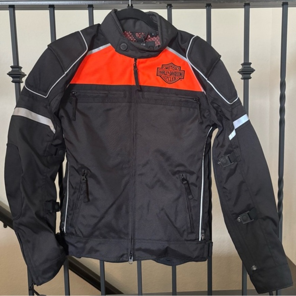 Harley-Davidson Hi-Vis Switchback Lite Riding Jacket Black Orange Men Size Small
